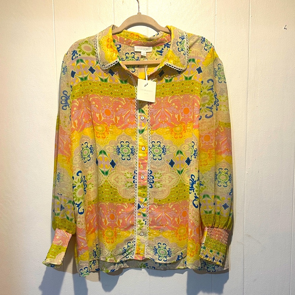 NWT Cynthia Rowley blouse size 1x‎ boho maximalist